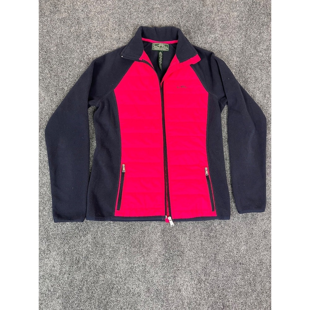 LRL Lauren Active Pink BlaCK WOMENS Full Zip JACKET Polyester Size S